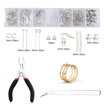 Jewelry Making Supplies Kit with Jewelry Tools Open Jump Rings Lobster Clasps Crimp Beads Earring Hooks Accessories for Jewel