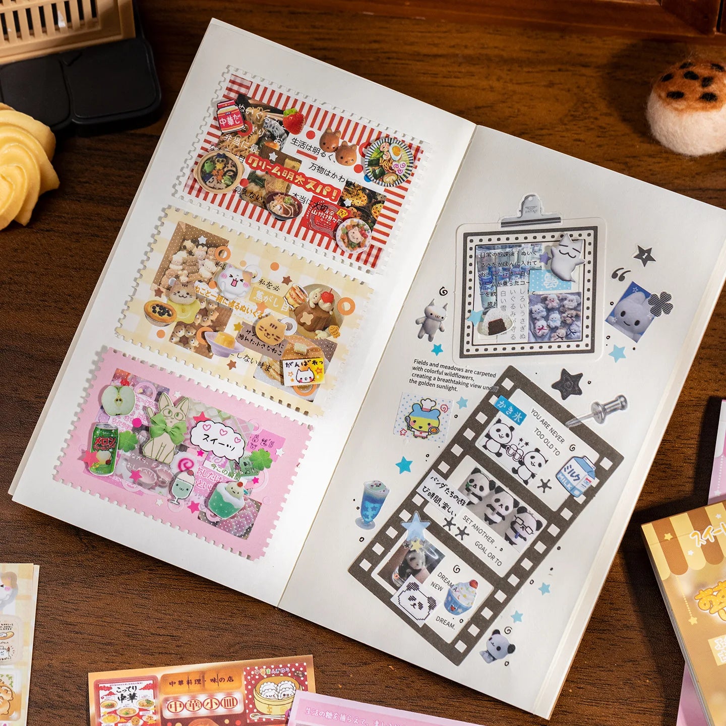 20 Sheets Sweet Dream Duet Japanese Retro Sticker Book, Vintage Kawaii Aesthetic Stickers for Scrapbooking, Journal, DIY
