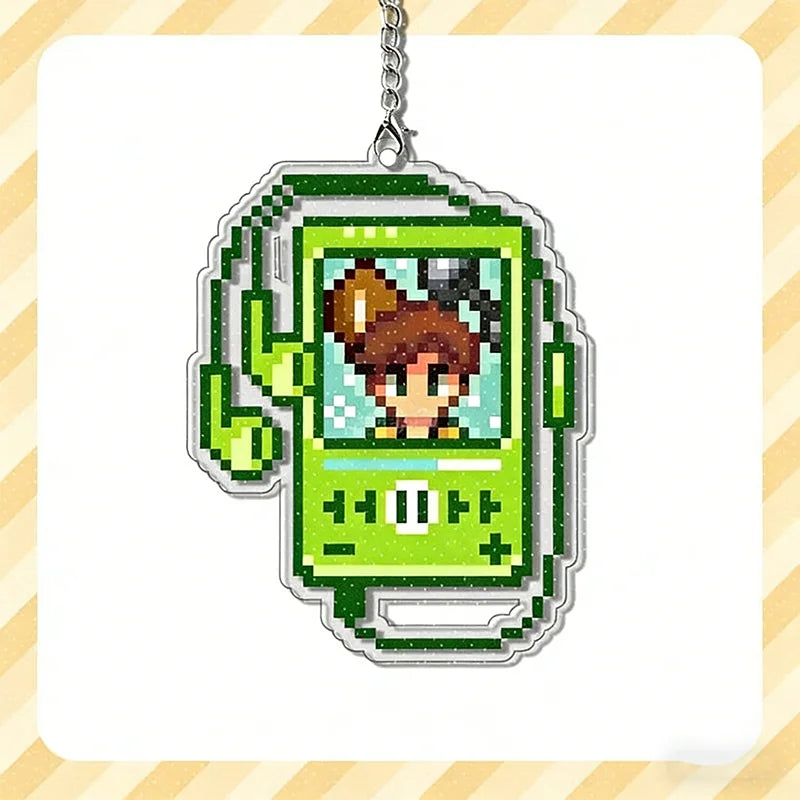 Game Stardew Valley Sebastian Shane Elliott Cosplay Keychain Acrylic Pixel Walkman Pendant Keyring Key Chain Bag Accessory Pr