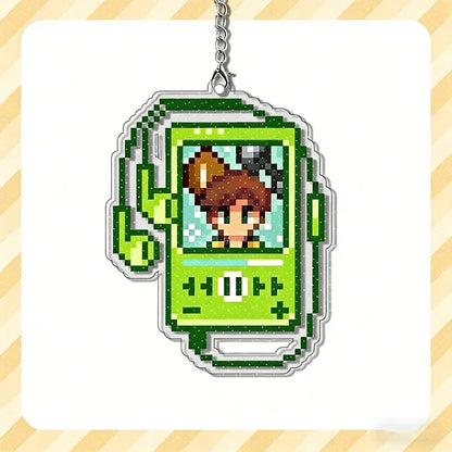 Game Stardew Valley Sebastian Shane Elliott Cosplay Keychain Acrylic Pixel Walkman Pendant Keyring Key Chain Bag Accessory Pr