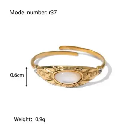 Fashion Simple Stainless Steel Rings For Women Gold Color Smooth Geometric Open Rings Arc Rings Diamonds Jewellery Ring Gift 