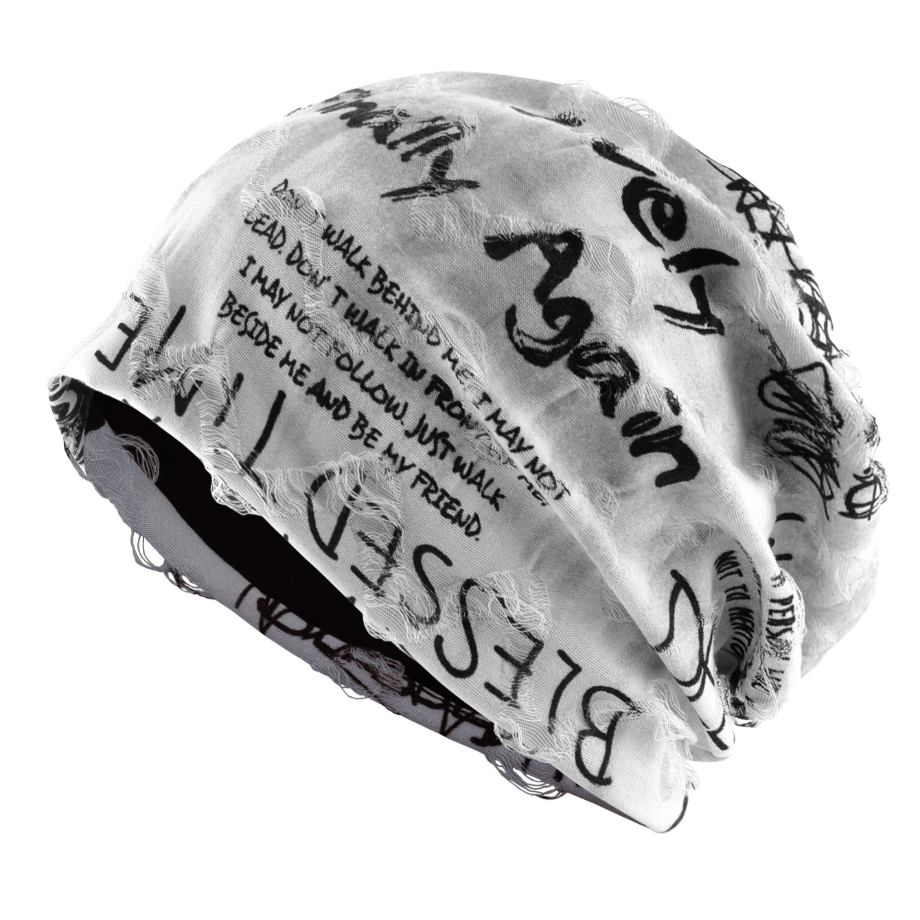 Letter Print Beanie Hats For Women Men Vintage Distressed Cracked Design ​Wasteland Style Spring Summer Warm Fleece-lined Win