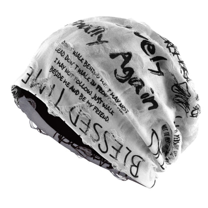 Letter Print Beanie Hats For Women Men Vintage Distressed Cracked Design ​Wasteland Style Spring Summer Warm Fleece-lined Win