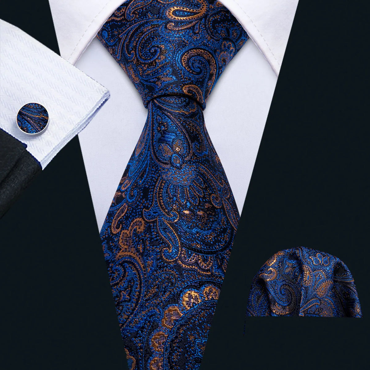 Men Tie Gold Navy Blue Striped Tie Barry.Wang 3.4" Jacquard Party Wedding Woven Fashion Designers Necktie For Men silk Busine
