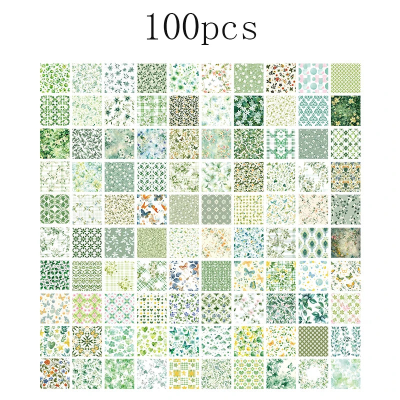 100pcs Vintage Paper Multi Style Deco Retro Stationery Supplies Writing Paper Junk Journal Label Scrapbooking Material Suppli