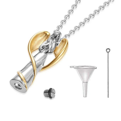 Cremation Urn Necklace for Ashes Angel Wing Keepsake Locket Stainless Steel Cremation Jewelry Waterproof Memorial Pendant Gif