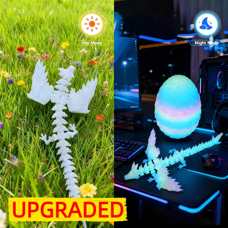 3D Printed Dragon Colorful Gem Dragon Figurines Movable Joint Rotatable Articulated Dragon Crafts Desktop Western Action Figu