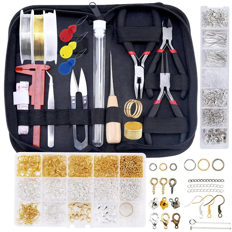 Jewelry Making Supplies Kit with Jewelry Tools Open Jump Rings Lobster Clasps Crimp Beads Screw Head Pins Eye Pins Earing Hoo