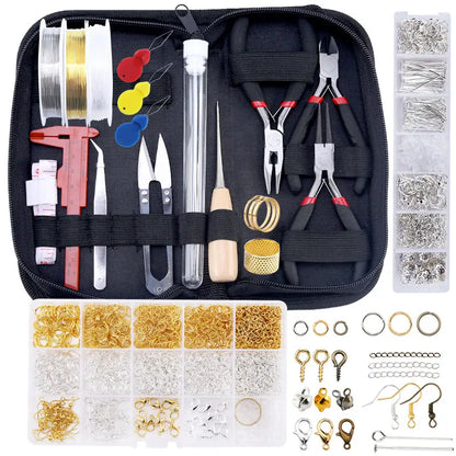 Jewelry Making Supplies Kit with Jewelry Tools Open Jump Rings Lobster Clasps Crimp Beads Screw Head Pins Eye Pins Earing Hoo