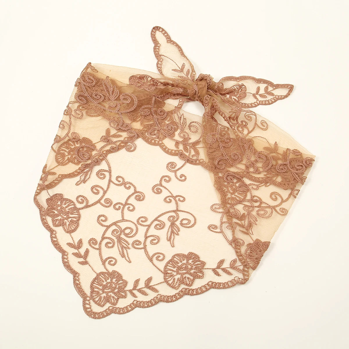 Elegant Lace Scarf Hollow Out Embroidery Foulard Bandana Solid Color Triangular Scarf Thin Vintage HandkerChiefs for Hair Wom