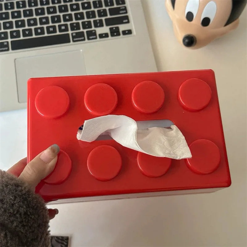 1PC Creative Cartoon Building Block Tissue Box with High Aesthetic Value for Household Napkins Paper Drawer Storage Box
