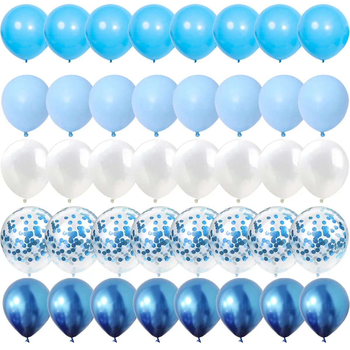 40Pieces Blue Set Balloons Metal Latex Confetti Balloon Wedding Valentine's Day Globos Baby Shower Birthday Party Decorations