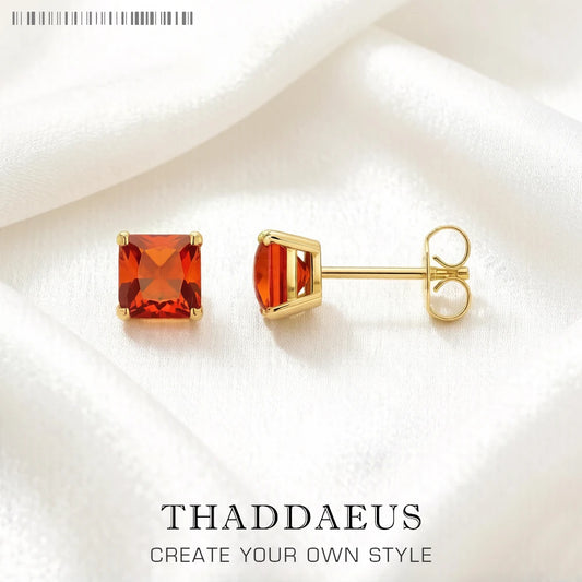 Studs Earrings Square Princess Cut Stone Europe Style Fine Jewerly For Women Trendy Gift In 925 Sterling Silver