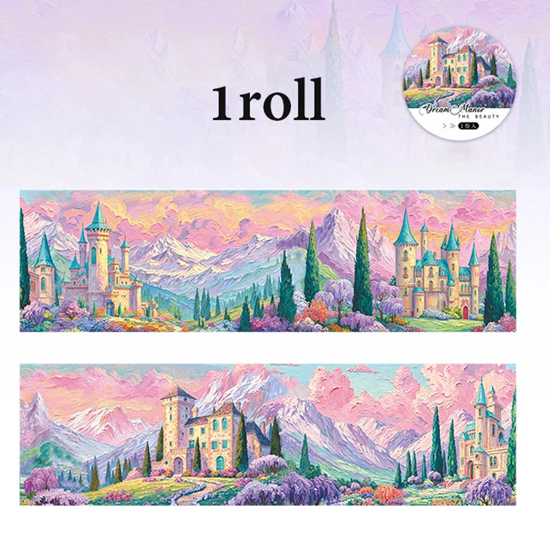 Wide European Town Scenery Washi Tape, Background Tape for Junk Journal Scene Making, Ideal Holiday & Birthday Gift