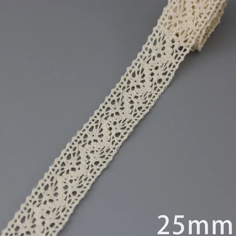 Lace Ribbon Trim, White Beige Cotton Embroidered Ribbon, 5 Meter Sewing Fabric, DIY Craft Materials, Elegant Lace for Gift Wr
