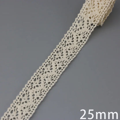 Lace Ribbon Trim, White Beige Cotton Embroidered Ribbon, 5 Meter Sewing Fabric, DIY Craft Materials, Elegant Lace for Gift Wr