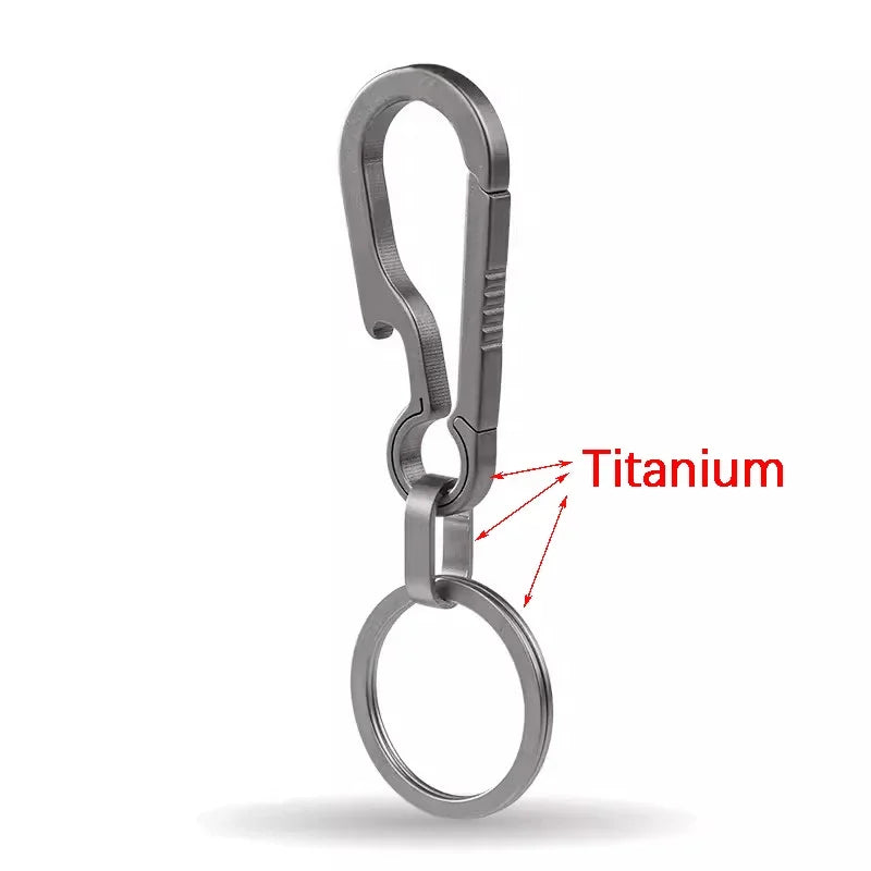 Titantium Carabiner Keychain Carabiner Hook Key Ring Key Holder with Bottle Opener for Camping Hiking Fishing Travel Outdoor 