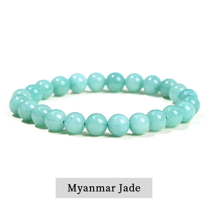 JD Natural Stone Beads Bracelet Amethyst Tiger Eye Crystal Quartz Agate Gem Beads Bangles Women Men Reiki Healling Jewelry Gi