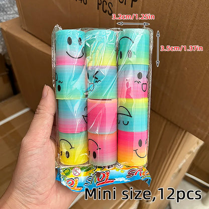 12/24 Rainbow Magic Springs Circle Toys Kids Birthday Party Favors Guests Giveaway Small Gifts Pinata Fillers Flexible Funny 