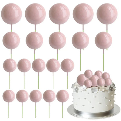 20Pcs Colorful Balls Cake Topper Mini Balloons Cupcake Insert Sticks for Wedding Birthday Party Cake DIY Decoration Baby Show