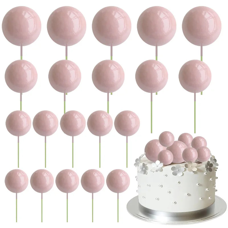 20Pcs Colorful Balls Cake Topper Mini Balloons Cupcake Insert Sticks for Wedding Birthday Party Cake DIY Decoration Baby Show