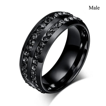 Charm Couple Rings Romantic Women Red Rhinestones Rings Set Trendy Men Stainless Steel Celtic Dragon Rings Wedding Band Jewel