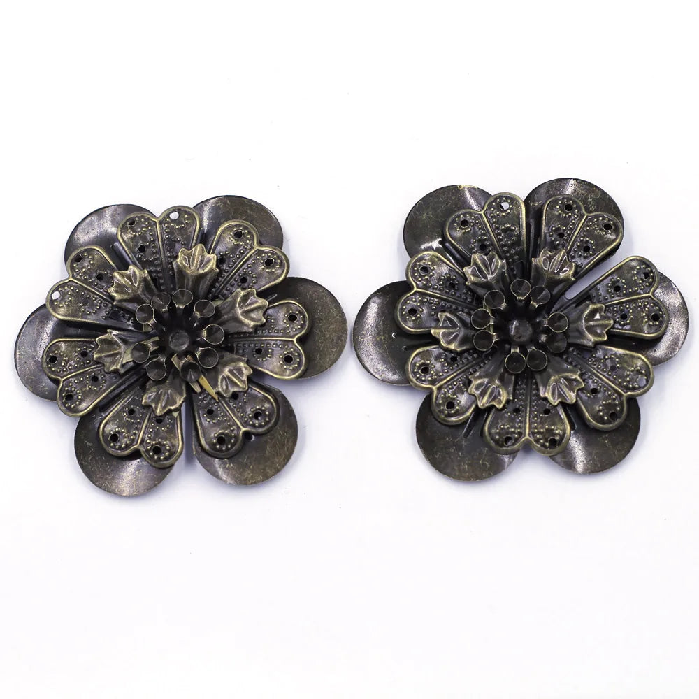 Pendants Wraps Metal Crafts Connectors Rose Flower Filigree Flower For Embellishments Scrapbooking Jewelry DIY Accessories