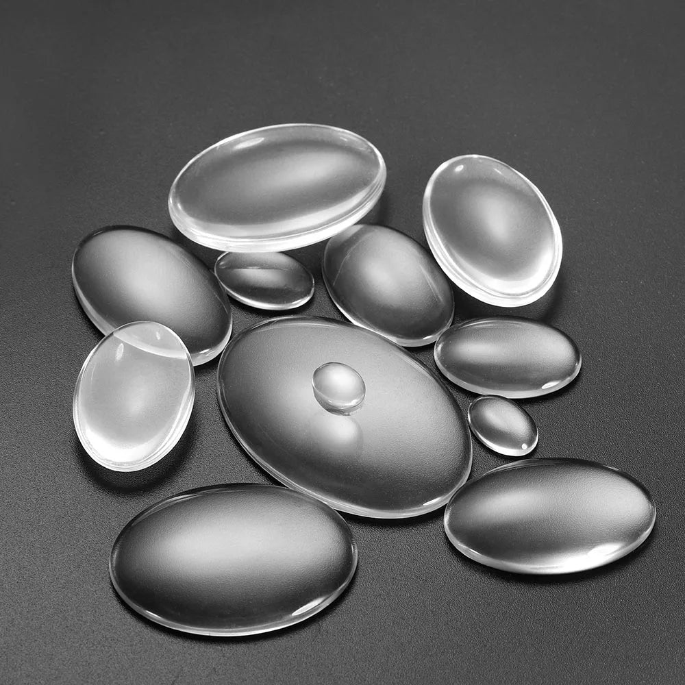5-50pcs/lot Size 10-50mm Oval Glass Cabochon Cameo Transparent Clear Flat Back Crystal Cabochon For Jewelry Making Accessorie