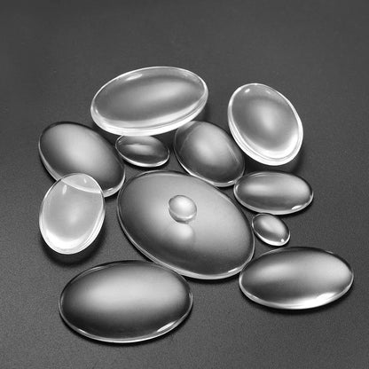 5-50pcs/lot Size 10-50mm Oval Glass Cabochon Cameo Transparent Clear Flat Back Crystal Cabochon For Jewelry Making Accessorie