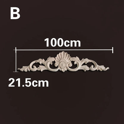 Wood Appliques and Onlays Natural Furniture Wall Door Woodcarving Decorative Long Flower Wooden Figurines Crafts Corner Frame