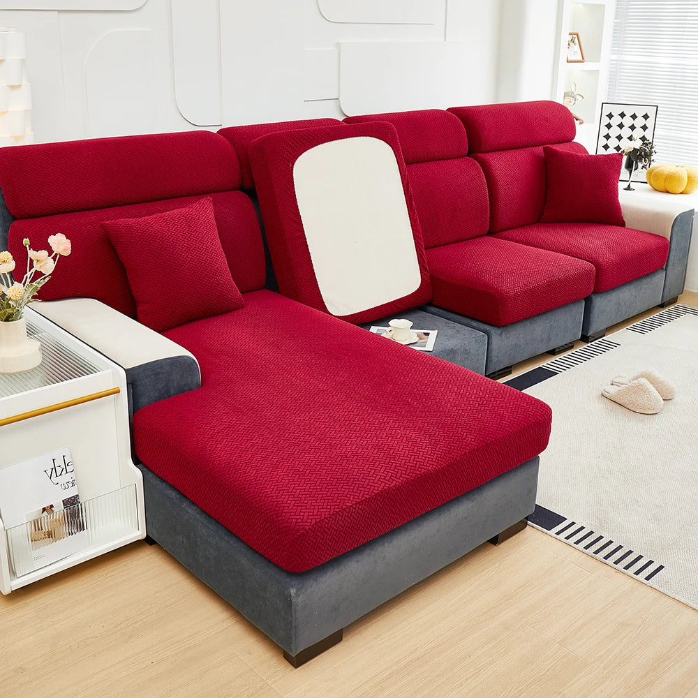 1pc Jacquard Sofa Slipcover Twill Pattern Elastic Sofa Covers Furniture Protector for Bedroom Office Living Room Home Decor -