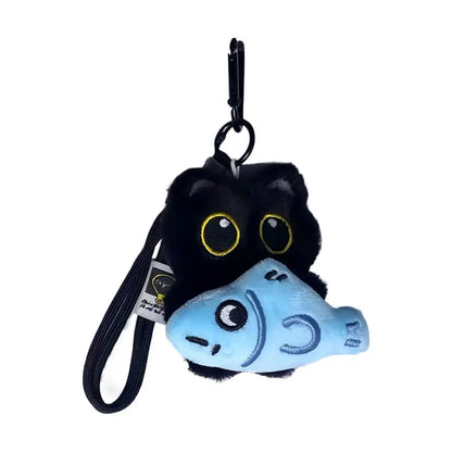 Cute Plush Black Cat Doll Toy Keychain Bag Pendant Charms Car Keyring Accessories For Women Couples Gift - E