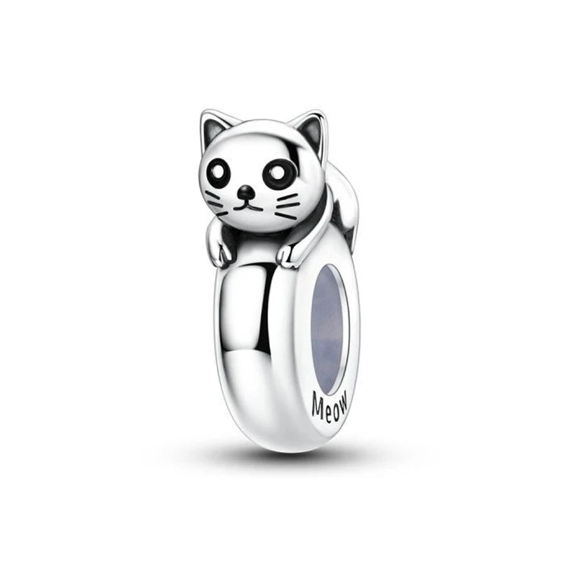 Original 925 Sterling Silver Charms Love Pets Dog Cat Paw Print Pendant Beads Fit Brand Bracelets Necklaces Women DIY Jewelry