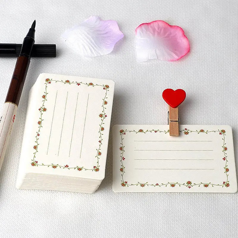 20/40Pcs Blank DIY Card Chinese Style Paper Small Card Word Flower Pattern Greeting Card For Graffiti White Kraft Paper