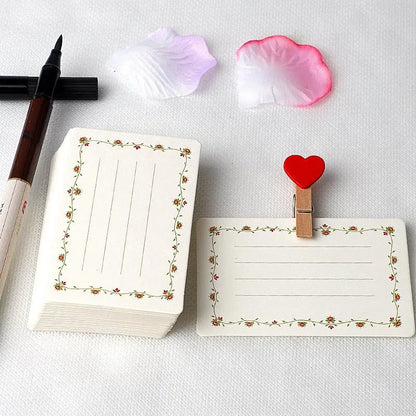 20/40Pcs Blank DIY Card Chinese Style Paper Small Card Word Flower Pattern Greeting Card For Graffiti White Kraft Paper