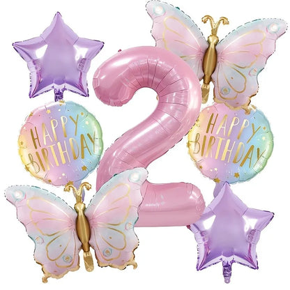 Birthday Decorations, Pink Butterfly Balloons Set, Custom Happy Birthday Banner, Personalized Party Decor, Whimsical Birthday