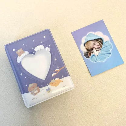 Cute Bear Photo Album 3 Inch Love Heart Hollow Picture Storage Case Kpop Card Binder Name Card Book Photocard Holder