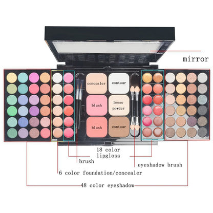 40/74/78 Colors Glitter Eyeshadow Palette Matte Waterproof Long Lasting Pressed Powder Cosmetics Kit Fashion Women MakeUp Too