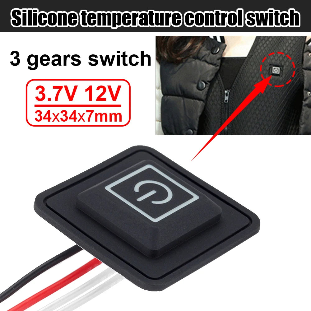 3.7V~ 12V Universal Button Switch 3 speed Button Switch Heated Vest Pants Electirc Heating Waistband DIY Temperature Controll