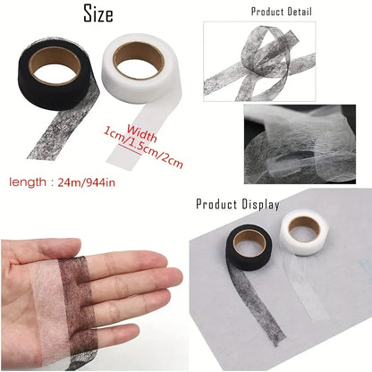 2roll Black White Double-sided Interlining Adhesive Fabric Clothes Iron On Hem Tape Interlining Web DIY Sewing Patchwork Acce