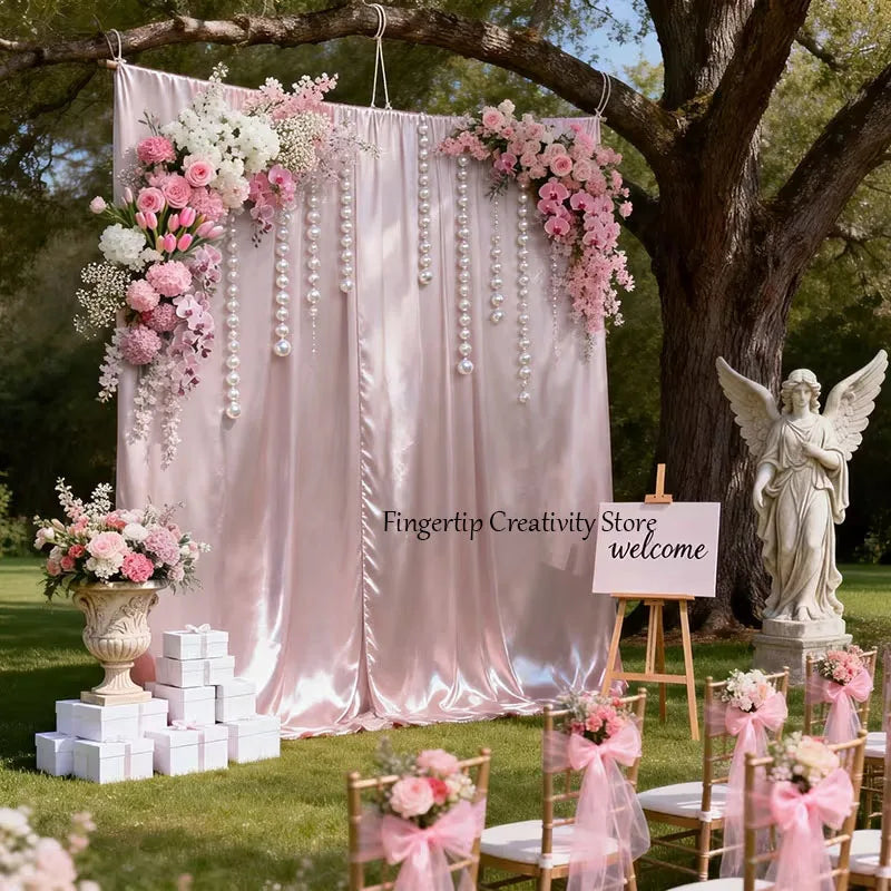 Satin Backdrop Curtain,with Rod Pocket for Wedding,Birthday,Baby Shower,Photography,Graduation Party Backdrop Drapes,1 Panel