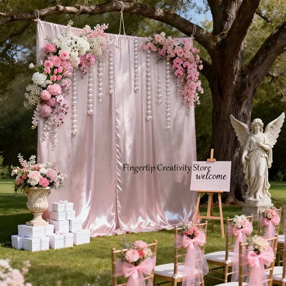 Satin Backdrop Curtain,with Rod Pocket for Wedding,Birthday,Baby Shower,Photography,Graduation Party Backdrop Drapes,1 Panel