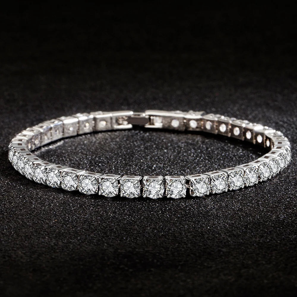 S925 Silver Platinum Plated Moissanite Bracelet Sparkling Personality Wedding Jewelry Gift Charm Bracelet For Women