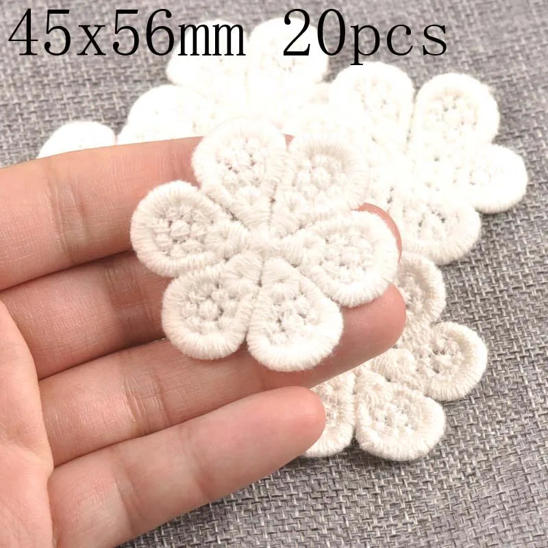Flower White Lace Applique Mesh Trim For Sew On Guipure Fabric Wedding Supplies Home Decoration - 45x56mm 20pcs