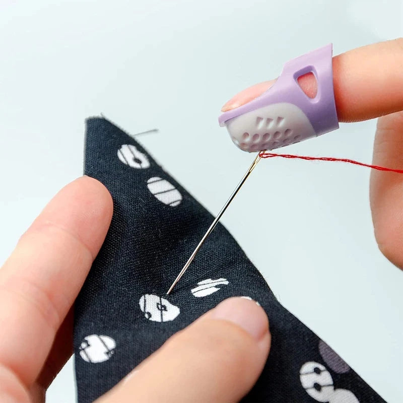 Silicone Sewing Thimbles Anti-slip Finger Protectors Sewing Finger Tips Hollowed Cover Sleeve DIY Hand Cross-stitch Sewing To
