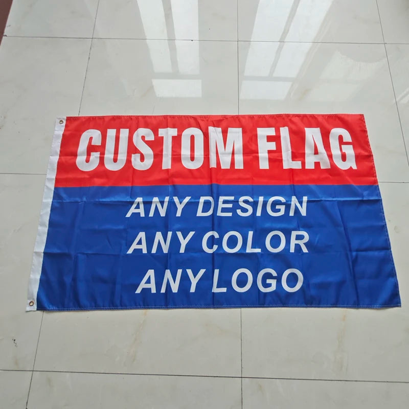 Digital Print Custom Flag Any Size Company Logo Outdoor Sport Advertising Banner Polyester Sleeve Brass Grommets Decor