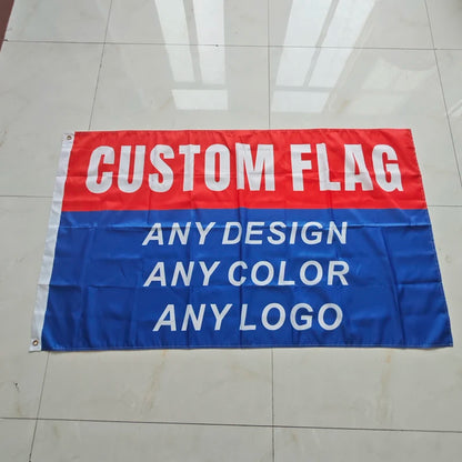 Digital Print Custom Flag Any Size Company Logo Outdoor Sport Advertising Banner Polyester Sleeve Brass Grommets Decor