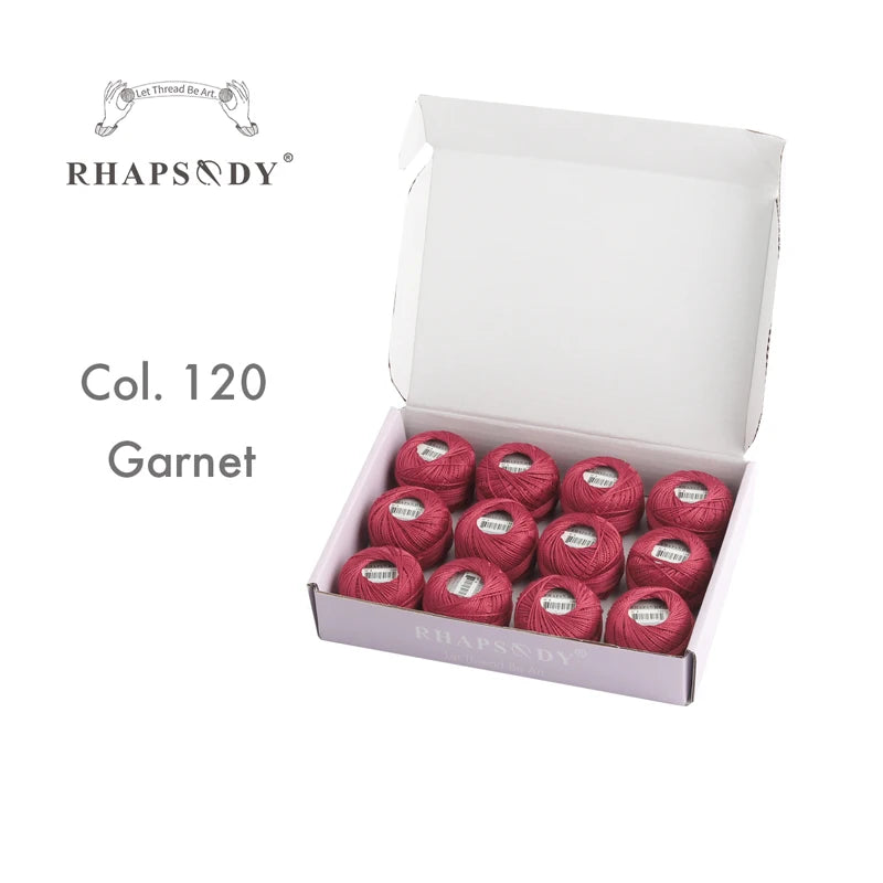 Rhapsody Size #8 Pearl Cotton Crochet Thread Embroidery Craft Needle Cross Stitch Egyptian Cotton Mercerized 12 Balls Set