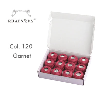 Rhapsody Size #8 Pearl Cotton Crochet Thread Embroidery Craft Needle Cross Stitch Egyptian Cotton Mercerized 12 Balls Set