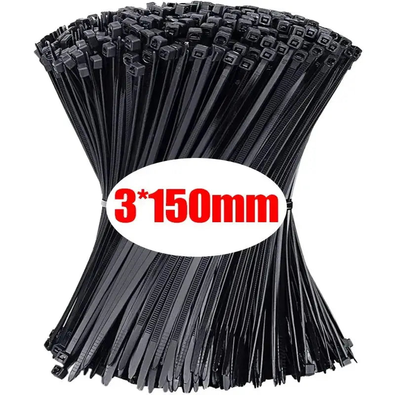 1000/100Pcs Nylon Cable Ties Self-locking Cord Ties Straps Adjustable Cables Fastening Loop Home Office Wire Zip Ties